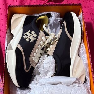 Tory Burch Black and Tan Sneakers